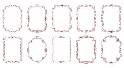 Elegant collection of decorative frame designs, isolated on white background, showcasing intricate floral and ornamental details in a variety of shapes and styles for refined embellishments