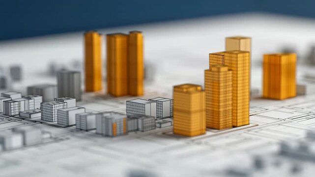 Urban planning model 3D city map architectural concept building massing development proposal zoning study mixed use high rise downtown future skyline
