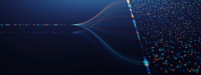 Futuristic Cyber Data Stream Flow — Artificial Intelligence Neural Network Concept