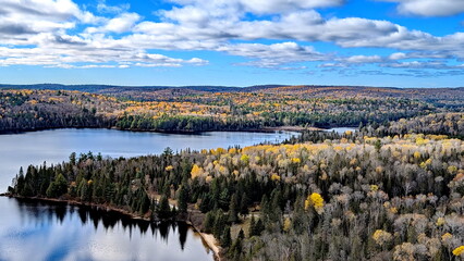 Overlook from Centennial Ridges in Algonquin Park, Ontario, Canada.  Centennial Ridges Trail is considered one of the most challenging hiking trail in Algonquin Park, but the view is worth it.