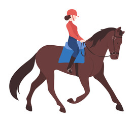 Female Horsewoman Rider on Dressage Horse Animal.