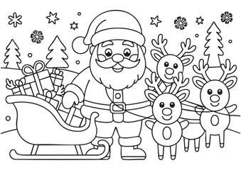 santa claus and reindeer. vector 