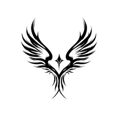 Obraz premium Abstract Black Stylized Wings Vector Illustration. Tribal Art Design Symbolizing Freedom, Power, and Flight.