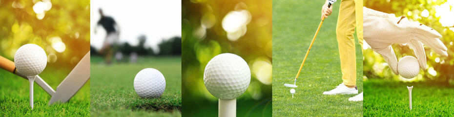 Playing golf. Collage of pictures. Sport and leisure