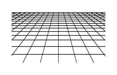
 Futuristic grid in perspective projection. Technology wireframe landscape. Vector perspective grid. Digital space.Vector illustration