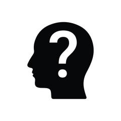 Human head silhouette with question mark, thinking and idea concept icon.