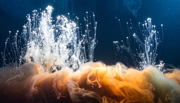 Dynamic explosion of colorful powder underwater