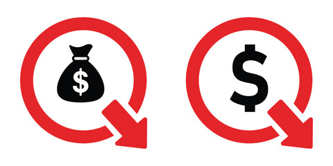 Money exchange icons with currency and finance symbols.
