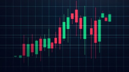 A financial chart displaying candlestick data, showing market trends with green and red bars representing price movements.