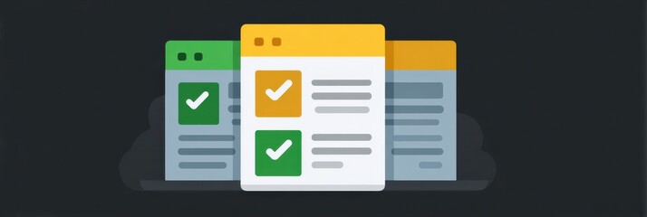 Various Checklists Displayed on Screens Highlight Task Completion in a Digital Workspace Environment With Vibrant Colors