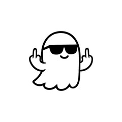 Cool ghost wearing sunglasses giving the middle finger