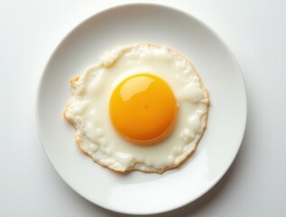 Simple, delicious breakfast featuring a single fried egg sunny side up on a white plate, perfect for a quick and easy meal