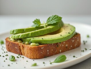 Sliced Avocado and Sprouts Resting on Toasted Bread