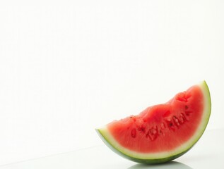 Juicy slice of watermelon resting on white background