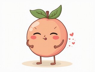 Cute peach character blowing kisses with closed eyes and hands on hips