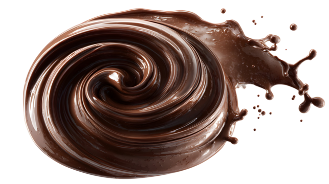 Swirling rich chocolate splash capturing movement and texture