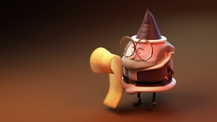 3D cute Santa character reading a long Christmas list
