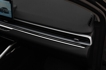 Close up deflector, car ventilation system. Car air conditioner. Salon of a new stylish car.
