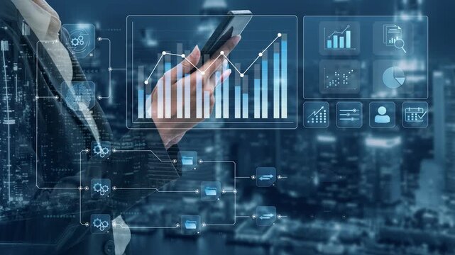 Data flow from database and cloud to processing and analytics dashboards, representing data analysis, automation, insight generation, and digital intelligence Marrow - Powered by Adobe