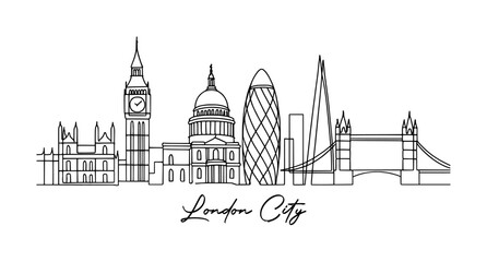 sketch drawing of london city - continous line (artwork 1) © mr.mmz