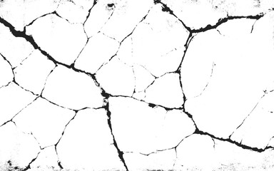 Sketch crack texture. Ground cracks, breaks on land surface from earthquake. Grunge and distressed effect. Black and white brick wall background. vector crack old wall background.