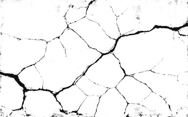 Sketch crack texture. Ground cracks, breaks on land surface from earthquake. Grunge and distressed effect. Black and white brick wall background. vector crack old wall background.