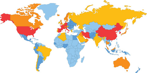 world map with colorful splashes