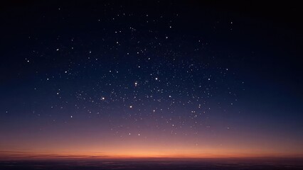 Star-filled night sky above a sunset-lit horizon. Concept Starry Night Sky, Sunset-lit Horizon, Night Sky Photography, Celestial Sunset Glow, Twilight Horizon