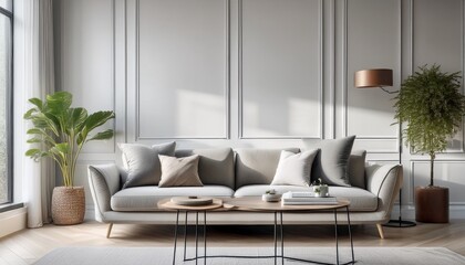 light gray contemporary seating arranged in a bright room