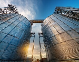two large silos represent industrial efficiency and storage solutions