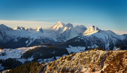 snow capped peaks