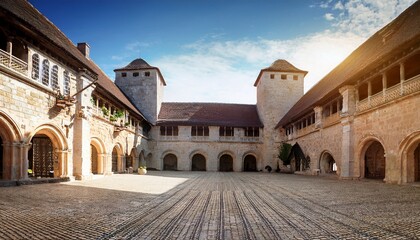 empty courtyard in a historic castle