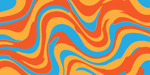 Abstract swirling retro psychedelic pattern orange blue yellow