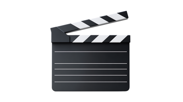 Movie clapper board isolated on transparent background - Powered by Adobe