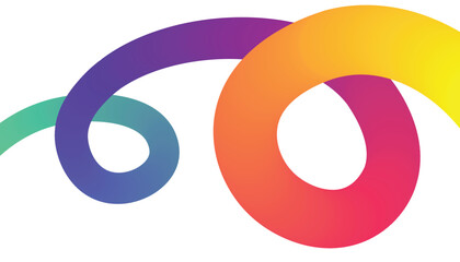 Obraz premium 3D Gradient Ribbon with Purple, Orange, and Yellow Intertwined Loops, Abstract Color Flow Wave Design, Modern Fluid Curve Background for Creative Projects and Motion Graphics