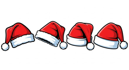 Festive Santa Hats Lineup, a visual delight capturing the essence of the season. Featuring a row of iconic Santa hats, the image conveys holiday cheer. vector illustration