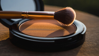 make up brush and powder