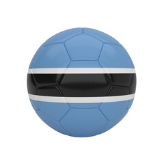Obraz premium 3d rendering of a soccer ball textured with the national flag of Botswana isolated on a gray background