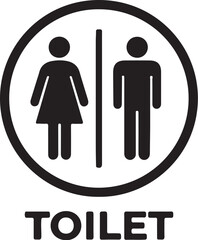 Black Silhouette Icon for Unisex Toilet Sign with Text restroom bathroom also transparent background