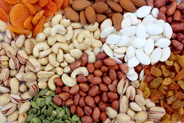 Texture of different types of nuts.
