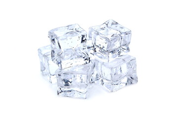 Obraz premium There is a pile of transparent ice on a white background.