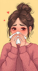 Female suffering from a cold