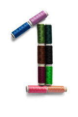 Colorful Thread Spools Number One on Transparent Background