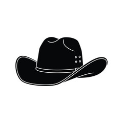 Classic black cowboy hat illustration for western style designs and projects