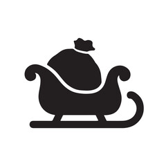 Naklejka premium Simple black silhouette illustration of a santa s sack on a sleigh