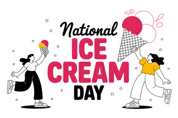 summer dessert poster with ice cream cones and playful typography