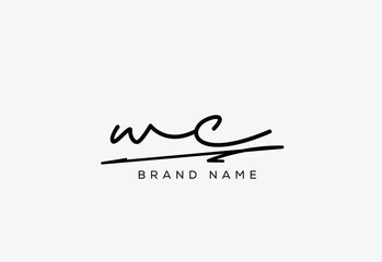 WC letter elegant cursive beauty handwriting logo. symbol design| typography logo| creative mark| corporate identity| signature logo.