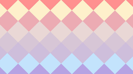 Pastel geometric diamond pattern background. Soft gradient design with overlapping rhombus shapes in pink, cream, blue, and lavender tones. Modern minimal abstract wallpaper