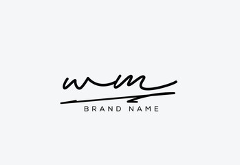 WM letter elegant cursive beauty handwriting logo. symbol design| typography logo| creative mark| corporate identity| signature logo.