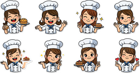 Happy Chefs Holding Cupcakes, Donuts, and Pastries